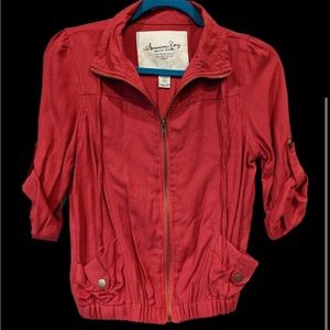 American rag red cropped jacket